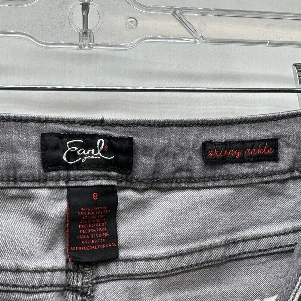 Earl Jeans Womens Size 8 Skinny Ankle Floral Embroidered Light Washed Denim Gray - Picture 7 of 10